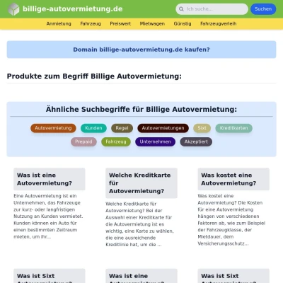 Screenshot billige-autovermietung.de