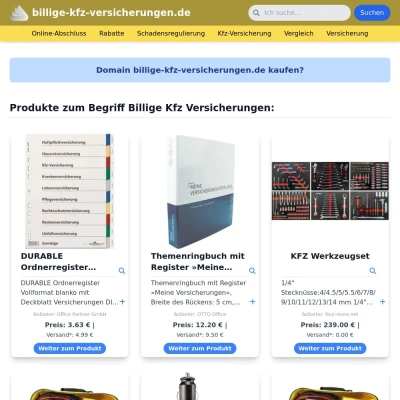 Screenshot billige-kfz-versicherungen.de