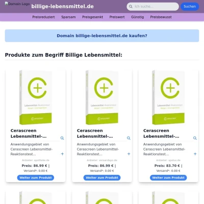 Screenshot billige-lebensmittel.de