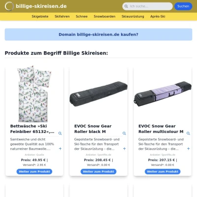 Screenshot billige-skireisen.de