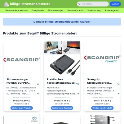 Screenshot billige-stromanbieter.de