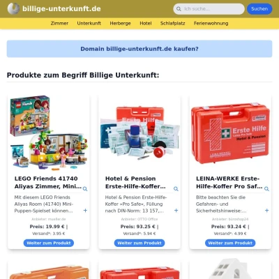 Screenshot billige-unterkunft.de