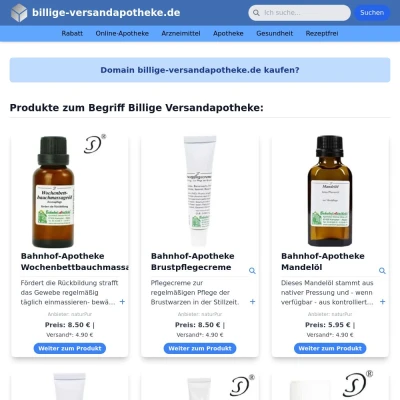 Screenshot billige-versandapotheke.de