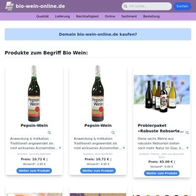 Screenshot bio-wein-online.de