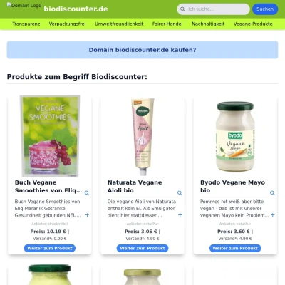 Screenshot biodiscounter.de