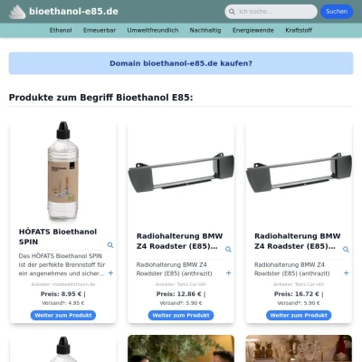 Screenshot bioethanol-e85.de