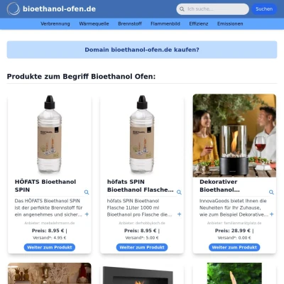 Screenshot bioethanol-ofen.de