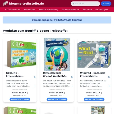 Screenshot biogene-treibstoffe.de