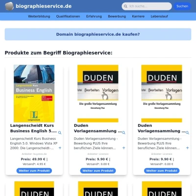 Screenshot biographieservice.de