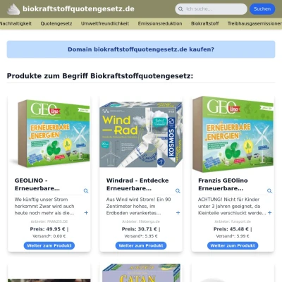 Screenshot biokraftstoffquotengesetz.de