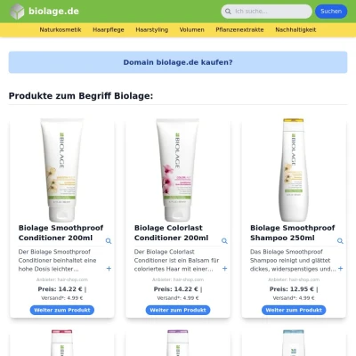 Screenshot biolage.de