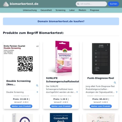 Screenshot biomarkertest.de