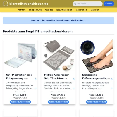 Screenshot biomeditationskissen.de
