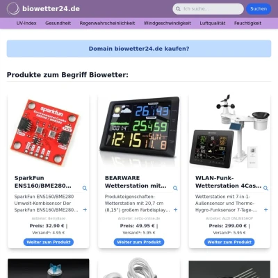 Screenshot biowetter24.de