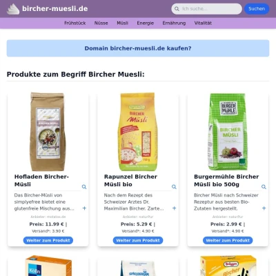 Screenshot bircher-muesli.de