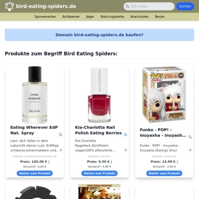 Screenshot bird-eating-spiders.de