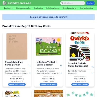 Screenshot birthday-cards.de