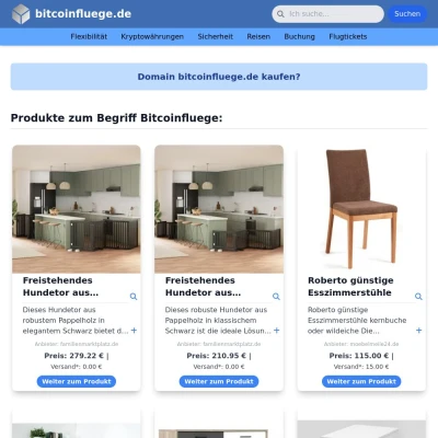 Screenshot bitcoinfluege.de