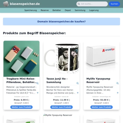 Screenshot blasenspeicher.de