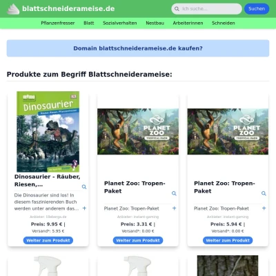 Screenshot blattschneiderameise.de