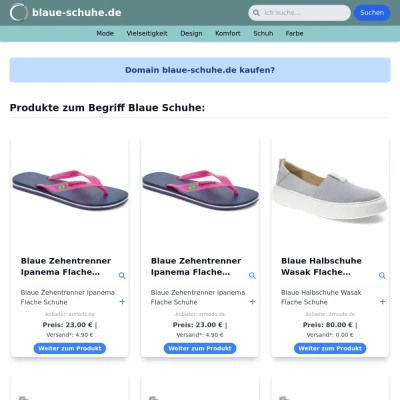 Screenshot blaue-schuhe.de