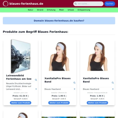 Screenshot blaues-ferienhaus.de