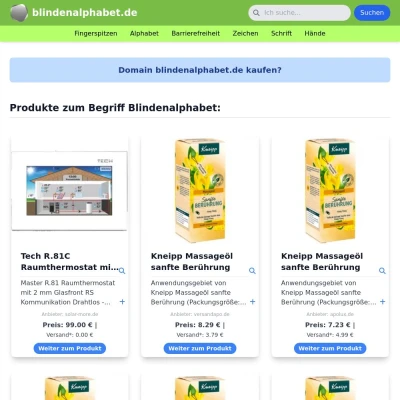 Screenshot blindenalphabet.de