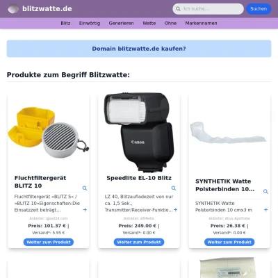 Screenshot blitzwatte.de