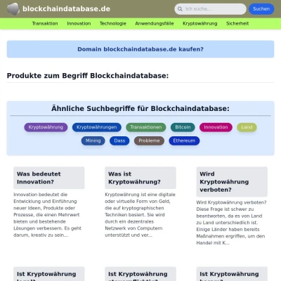 Screenshot blockchaindatabase.de