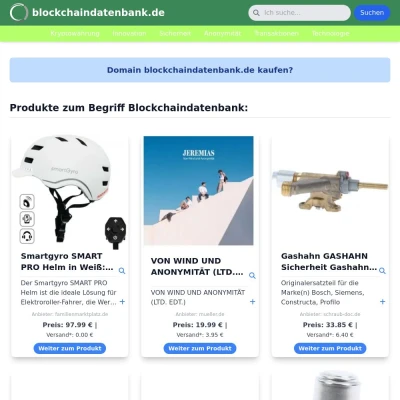 Screenshot blockchaindatenbank.de