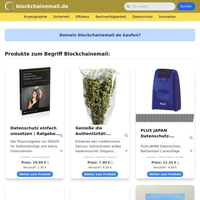 Screenshot blockchainemail.de