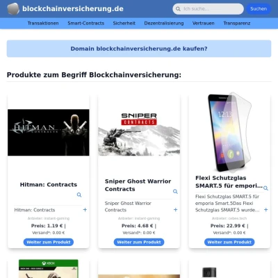 Screenshot blockchainversicherung.de