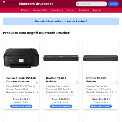 Screenshot bluetooth-drucker.de