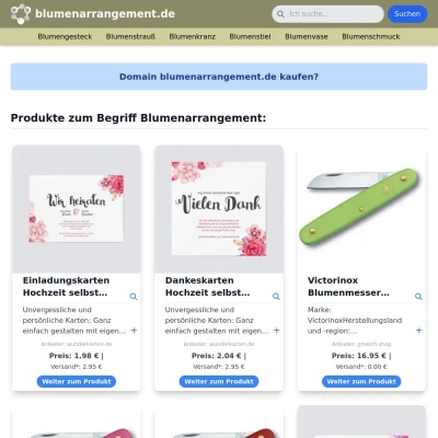 Screenshot blumenarrangement.de