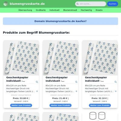 Screenshot blumengrusskarte.de