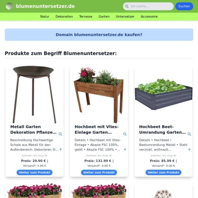 Screenshot blumenuntersetzer.de