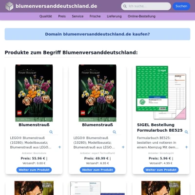 Screenshot blumenversanddeutschland.de