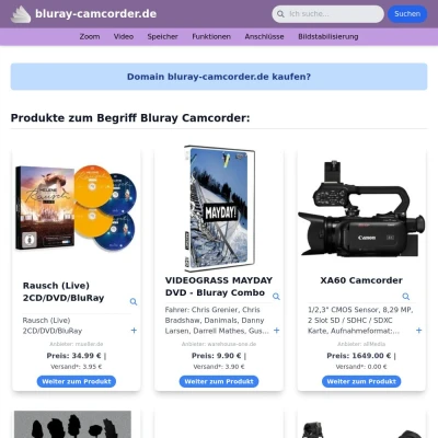 Screenshot bluray-camcorder.de