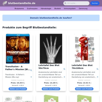 Screenshot blutbestandteile.de