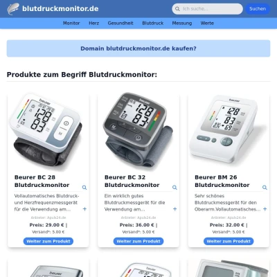 Screenshot blutdruckmonitor.de