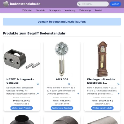 Screenshot bodenstanduhr.de