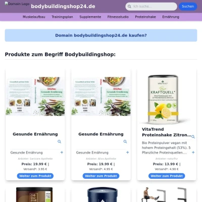 Screenshot bodybuildingshop24.de