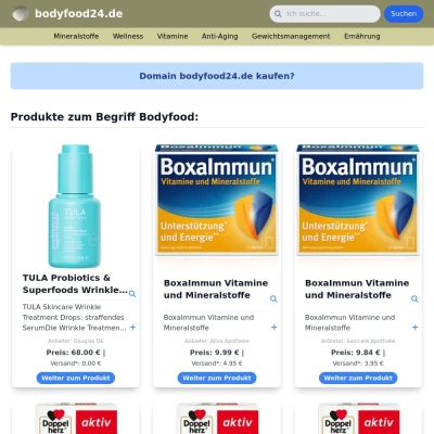 Screenshot bodyfood24.de