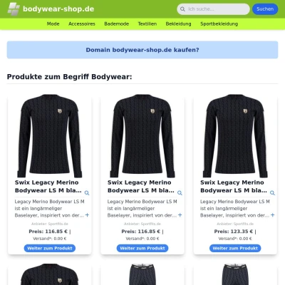 Screenshot bodywear-shop.de