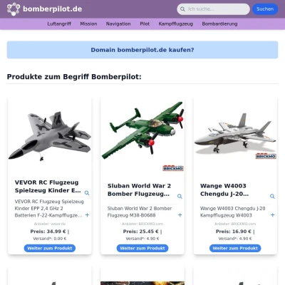 Screenshot bomberpilot.de