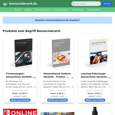 Screenshot bonusclubcard.de