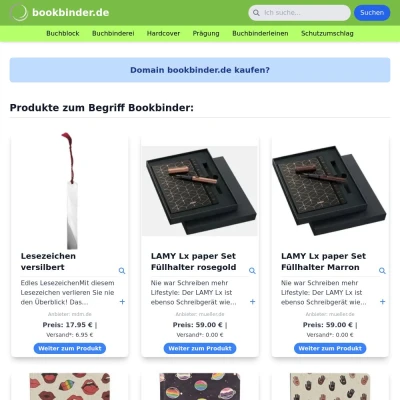 Screenshot bookbinder.de