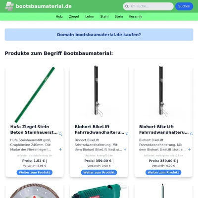 Screenshot bootsbaumaterial.de