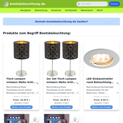 Screenshot bootsbeleuchtung.de