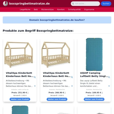 Screenshot boxspringbettmatratze.de